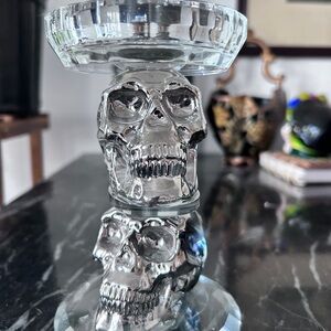 Skull Glass Candle Holder